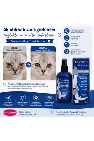 Pro-septic 250ml Doğal Antiseptik Doğal Hayvan Temizleme Yara Göz Kulak Silme Kedi Köpek Kuş Sağlığı Zararsız Sprey