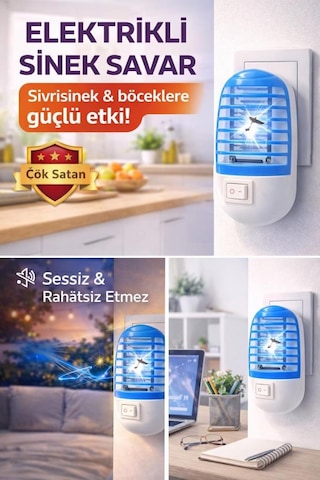 Şahnet Elektrikli Sinek Savar - Uv Işıklı Priz Tipi Sessiz Böcek Öldürücü Cihaz - Sinek Kovucu