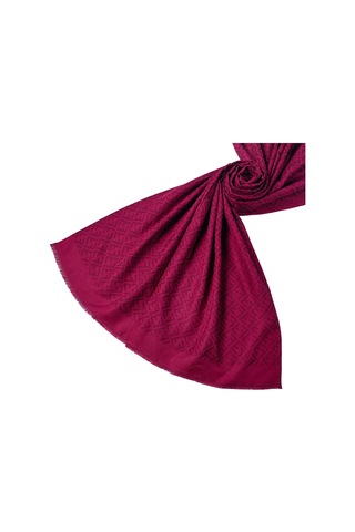 Mim Eşarp Işıl İpek - Pamuk Jakarlı F Desen Şal 75x190 Cm Bordo