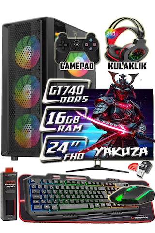 Warbox Yakuza  Xeon X5650 16 GB 256 GB SSD 250 GB HDD GT740 4 GB 24" W10P Masaüstü Bilgisayar