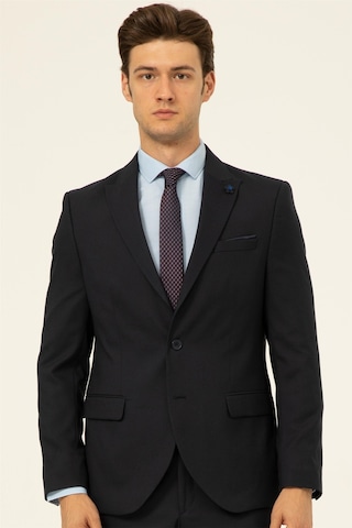 Süvari Lacivert Slim Fit Düz Sivri Yaka 6 Drop Klasik Takım Elbise