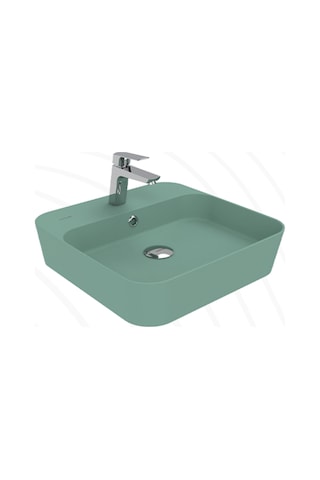 Creavit Loop Kare Masa Üstü İnce Çanak Lavabo 45 Cm Nil Yeşili Lp046-00ny