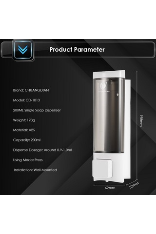 Qianfan Çift Taraflı Köpük Bantlı Manuel El Sabunu Dispenseri Beyaz