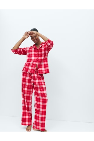 Marks & Spencer Desenli Pijama Takımı T37004622F Kırmızı