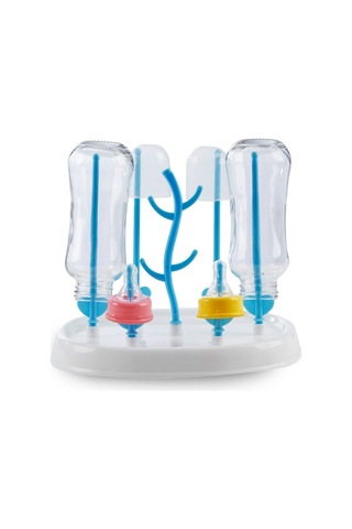 Sones Bebek Biberon Kurutma Rafı Basit Ağaç Şekli Temizleme Kurutma Makinesi Çıkarılabilir Kullanışlı Bebek Süt Kupası Emzik Tutucu Mavi