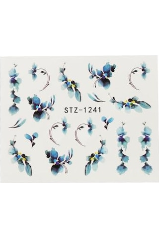 Misyul 5d Tırnak Sticker Yapışkanı Mavi Çiçekli Mıs-3512