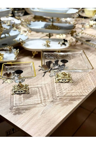 Alfafe Home 2 Lı Cam Sunumluk Gold