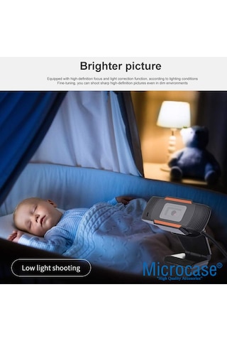 Microcase 1080p 360 Dönerli Mandal Kıskaçlı Full Hd Webcam Kamera Zr806 - Al5151