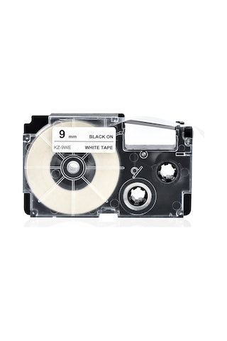 Skycity 9mm Beyaz Üstü Siyah Pet Etiket Bandı - Korozyona/suya Dayanıklı, Yüksek Yapışkanlık, Casio Kz-9we Yazıcı İçin