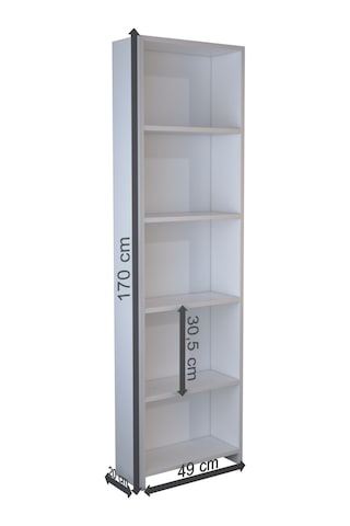 Abetemobilya 5 Raflı Beyaz Kitaplık
