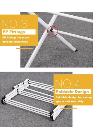 Jms Katlanır Kurutma Rafı Metal Standı Asılı Ev Çamaşır Elbise Havlu Beyaz