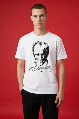 Tommy Life Beyaz Ay Yıldız Baskılı Unisex T-shirt - 88510