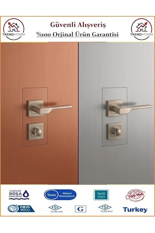 Grossavm Sedir Rozetli Wc Banyo Kapı Kolu - Nikel - 1 Takım Ön Ve Arka