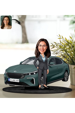 Bk Gift Kişiye Özel Kadın Urla Renk Togg Karikatür Biblo -1, Arkadaşa Hediye, Araba Hediyesi Kobitmeyencom35871 Bk Gift