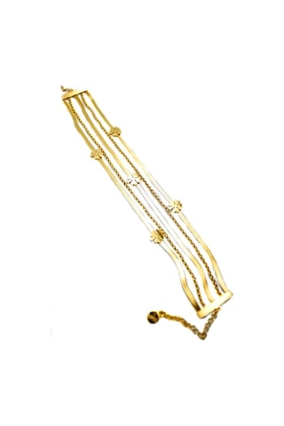 Çoklu Yonca Zincir Bileklik - Altın Çok Renkli