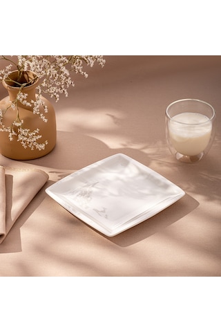 Emsan Pamukkale Kare Tabak 18 Cm Beyaz