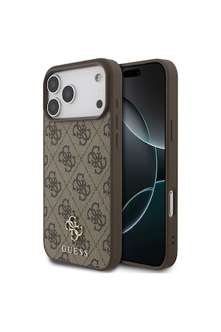 Apple Uyumlu iPhone 18 Pro Max Kılıf Guess Lisanslı M-safe Özellikli Small 4g Classic Kapak Kahverengi