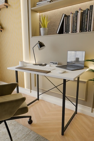 Metal Ayaklı Çalışma Masası Ofis Masası Beyaz 60 x 90 Beyaz