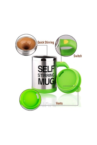 Novahub 400ml Otomatik Karıştırma Kupa - Paslanmaz Çelik, Kahve Ve Süt Karıştırıcı, Ev Ve Ofis Kullanımı İçin Pratik Ve Kullanışlı Siyah Siyah