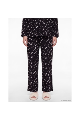 Lcw Dream Siyah Gömlek Yaka Kalp Baskılı Hamile Pijama Takımı