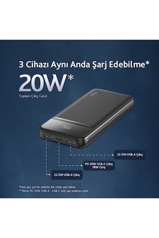 Recharger Lcd 10.000mah Pd 20w Taşınabilir Hızlı Şarj Aleti/powerbank 2bb233s Renkli