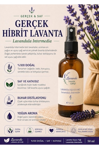 Lavande Lavanta Çiftliği Lavanta Yağı L.Angustifolia Sprey 50 ML