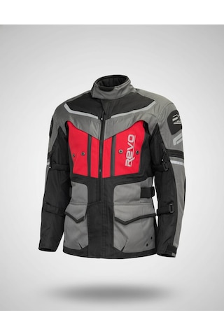 Revo Stork Kırmızı 4 Mevsim Unisex Motosiklet Montu + Eldiven Ve Buff