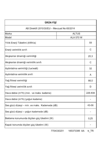 Altus ALA 570W Duvar Tipi Davlumbaz