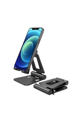 Sandwich Alüminyum Z20 Ev & Masaüstü Telefon/tablet Tutucu: 270 Döner, Çift Katlanabilir, Hafif, Dayanıklı, Gümüş Renk