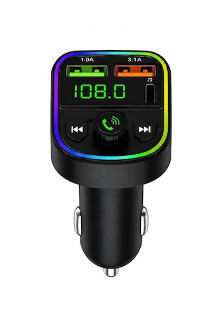 Kablosuz Araç Mp3 Çalar Fm Transmitter Type-c Girişi Ve Çift Usb Şarj Portu