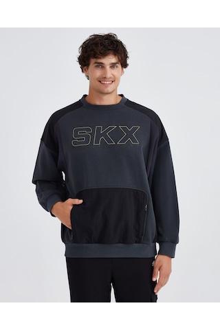 Skechers M Lw Fleece Crew Neck Sweatshirt Erkek Dark Gray Sweatshirt S232277-040