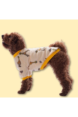 Züzü Polar Sweat Zürafa Desenli Kedi Köpek Sweati Kedi Köpek Kıyafeti Köpek Poları Sıcak Tutan Sweat