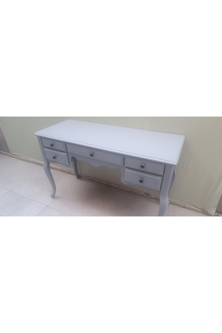 Dresuar Makyaj Masa 5 Çekmece Kayın Aslan Ayak Parlak Lake Gri Kutuda Sevk El Yapımı Gri