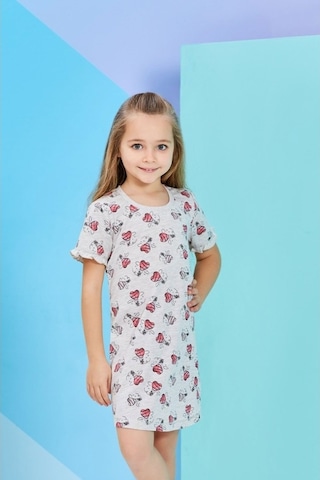 Roly Poly Kız Çocuk K.Kollu Bisiklet Yaka Gecelik (1264)(3-8 Yaş)