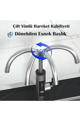 Elektrikli Ani Su Isıtıcı Musluk Led Dijital Sıcaklık Göstergeli 3000w Paslanmaz Çelik 360 Döner Sı Çok Renkli