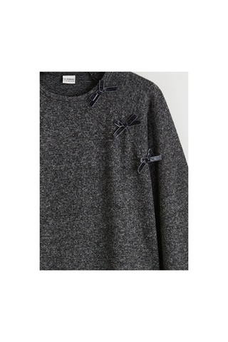 Lc Waikiki Alıta Cıty Farkıyla Lcw Kids Gri Oval Yaka Fiyonk Detaylı Kız Çocuk Tişört Gri - 928163194 Gri