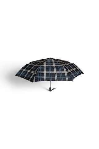 Elma Shop Tam Otomatik Şemsiye - Ekose Desenli - Telleri Yay Destekli - 1. Kalite - 100 Cm Çap - Eva Su Geçirmez Yağmurluk Hediyeli Koyu Gri