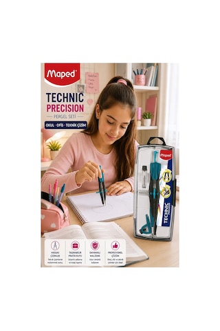 Mor Metal Hassas Pergel Seti 3 Parça 1 Adet Maped 291010 Technic Precision Profesyonel Pergel Proje Mimari Teknik Çizim