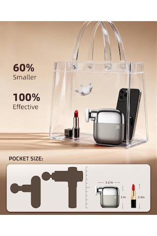 Gıatatha Mini Masaj Tabancası 0.2kg Ultralight Cep Boyutu Derin Doku Perküsyon Kas Masajı Seyahat Spor Salonu Ofis İçin Taşınabilir El Masaj Tabancası 4 Mod 4 Kafa Gri