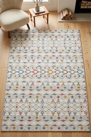 Raschel Carpet Renkli Kilim Modern Yıkanabilir Kaymaz Taban Yıkanabilir Halı Rcmultı Klm 003 Çok Renkli