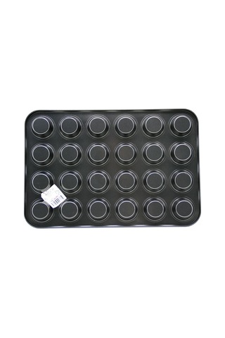24 Gözlü Metal Muffin Kek Kalıbı Siyah
