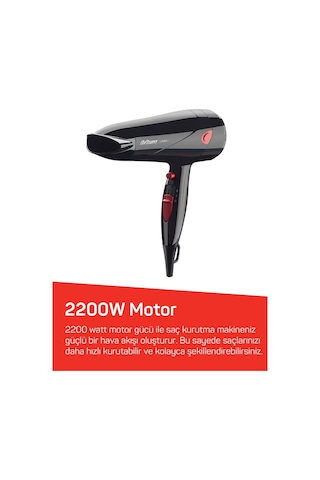 Arzum AR569 Linda Saç Kurutma Makinesi 2 Hız Ayarı, Soğuk Hava ve Difüzör, 2000W, Siyah