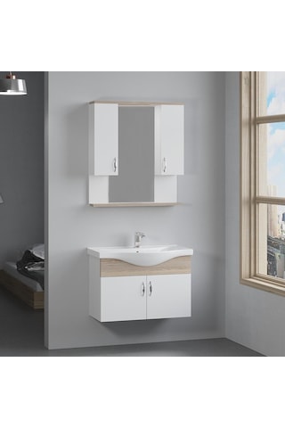 Denko Akyazı 80 Cm Mdf Alize Banyo Dolabı,Alt Modül Ve Lavabo Çok Renkli