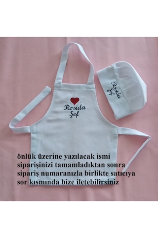 Moms And Babies Çocuk Mutfak Ve Etkinlik Önlüğü Su Tutmaz Kumaş Isme Özel 1 - 12 Yaş Beyaz