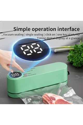Honeybeeshop Beyaz Taşınabilir Usb Şarj Edilebilir Vakum Makinesi Çok Fonksiyonlu Otomatik Gıda Vakumlama 1200mah Lityum Pil Mutfak Ve Piknik İçin