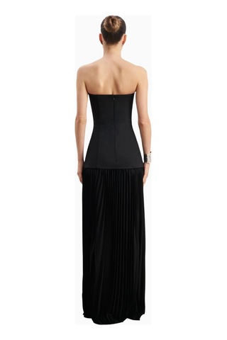 United Colors Of Benetton Because Of Alice Structured Bodice Gown Pleated Maxi Length Formal Dress Kadın Elbise Siyah