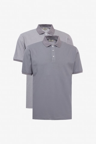 George Henry 2'Li Çekmeyen Pamuklu Kumaş Slim Fit Dar Kesim Kıvrılmaz Polo Yaka Tişört Paketi Gri-Koyu Gri