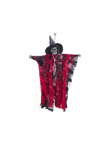 Wezone Korkunç Süs Perisi - Kırmızı Göz Işıklı Ve Sesli Asılı Hayalet Dekorasyonu Kırmızı