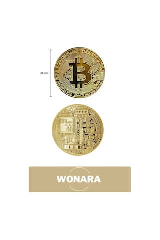 Özel Kutulu Altın Rengi Bitcoin Hatıra Parası Kripto Koleksiyonluk Hediyelik Madeni Para 2 Adet
