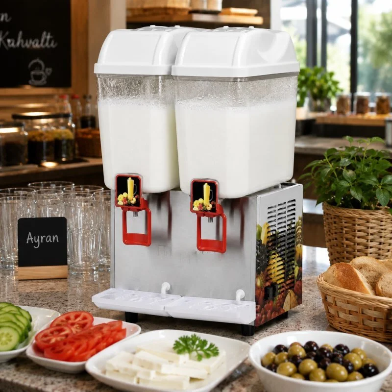 Hosk Ayran Makinesi, Soğuk İçecek Dispenseri, 2x20 L, Karıştırıcılı Model Çok Renkli